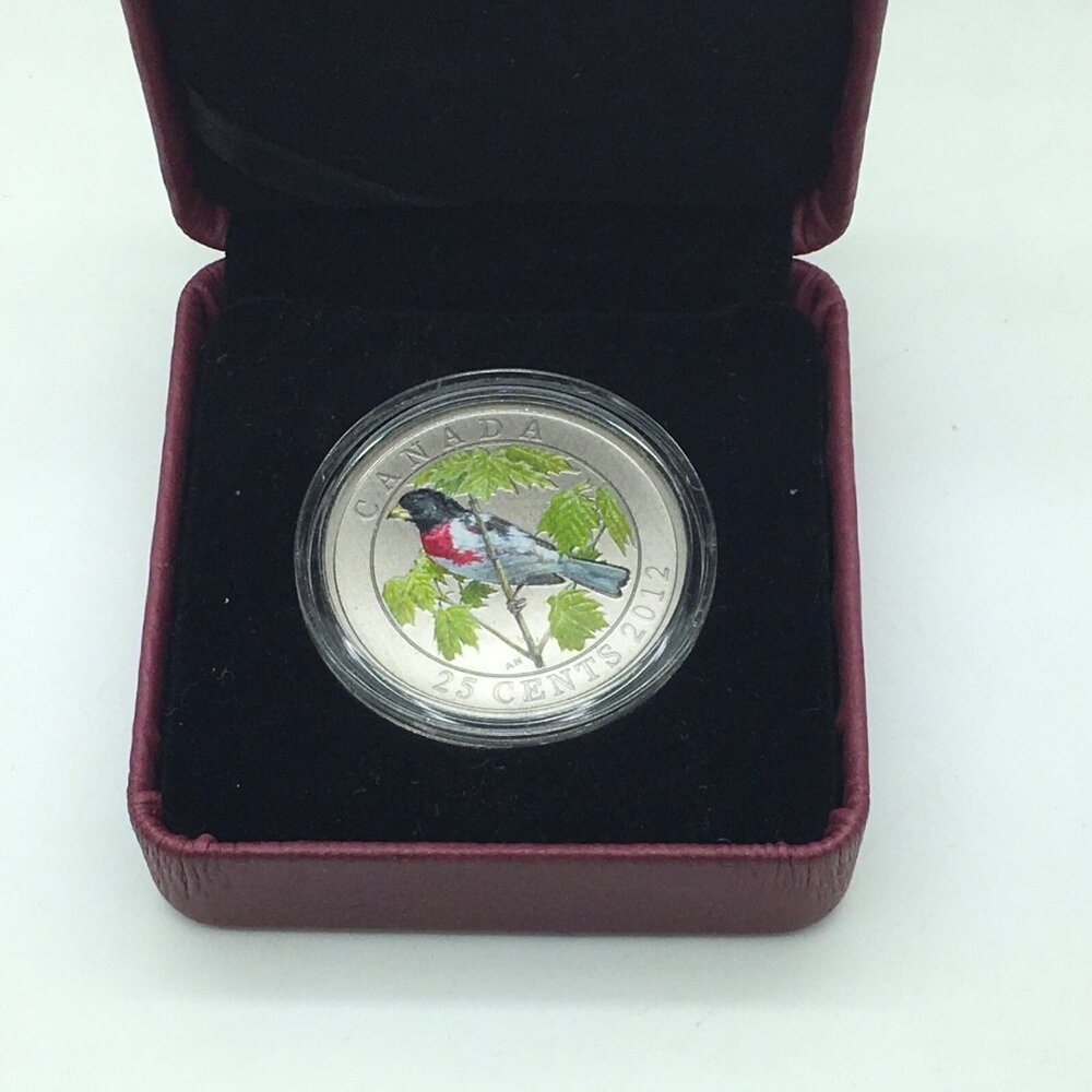 Canada 2012 25-cent Coloured Coin  Rose-Breasted Grosbeak Royal Canadian Mint
